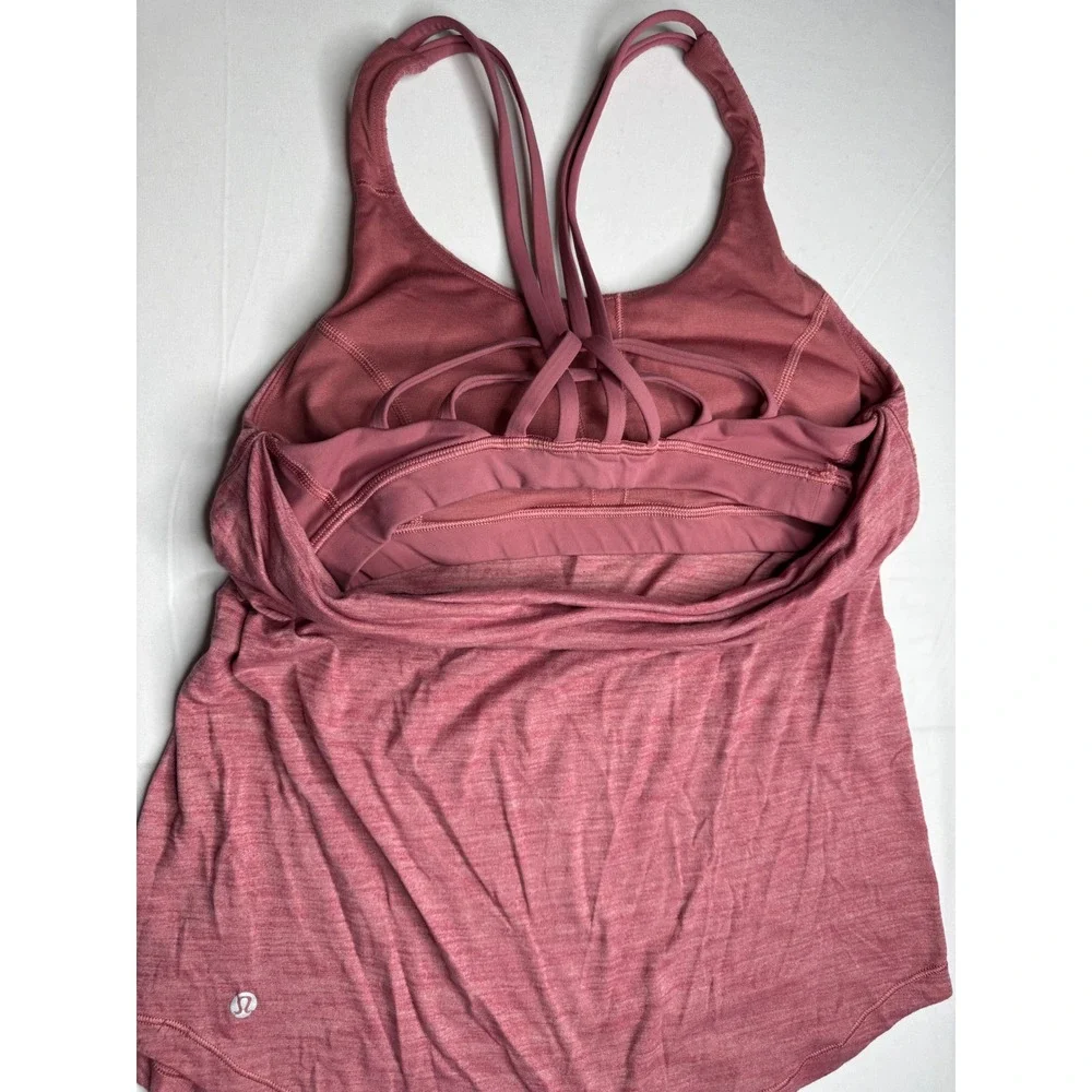 Lululemon Free To Be Serene Tank Top Heathered Pink Strappy Back Size 4